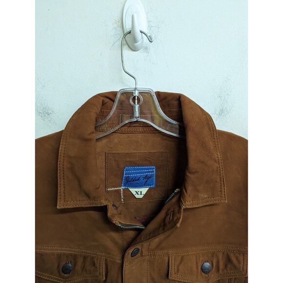 Gilded Age Mens Wild Suede Leather Jacket Old Camel Brown Suede Size XL - Picture 4 of 8